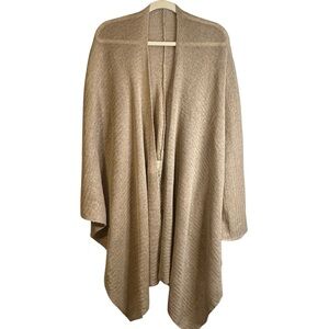 Miktaya Mexico City Open Front Wrap Sweater Beige 100% Linen Imported Indonesia